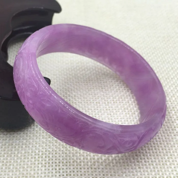 10% OFF on Sales) 52-54 mm Certified Natural Purple Ice Jadeite Emerald Jade Tablets Bracelet Bangle《Grade A》A-2117