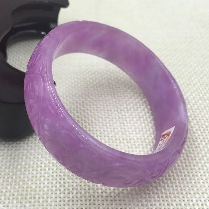 10% OFF on Sales) 52-54 mm Certified Natural Purple Ice Jadeite Emerald Jade Tablets Bracelet Bangle《Grade A》A-2117
