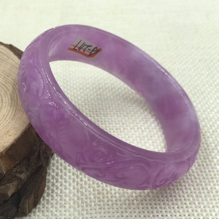 10% OFF on Sales) 52-54 mm Certified Natural Purple Ice Jadeite Emerald Jade Tablets Bracelet Bangle《Grade A》A-2117