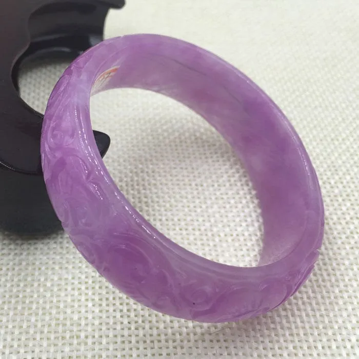 10% OFF on Sales) 52-54 mm Certified Natural Purple Ice Jadeite Emerald Jade Tablets Bracelet Bangle《Grade A》A-2117