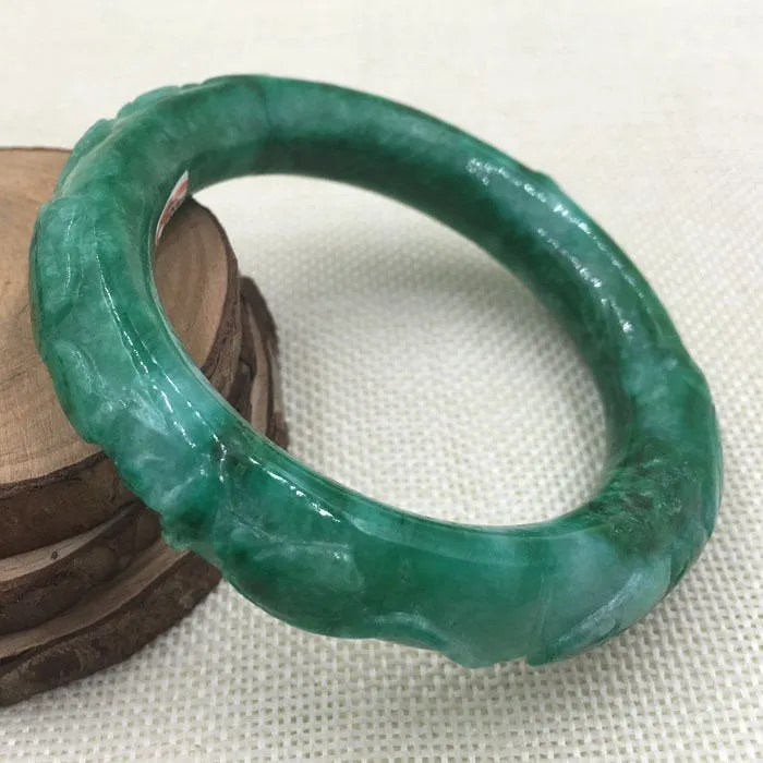 10% OFF on Sales- 56/57 mm-Certified Natural Green Ice Jadeite Emerald Jade tablets Bracelet Bangle《Grade A》A-2129
