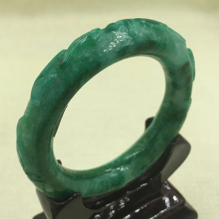 10% OFF on Sales- 56/57 mm-Certified Natural Green Ice Jadeite Emerald Jade tablets Bracelet Bangle《Grade A》A-2129