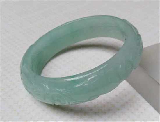 10% OFF on Sales- 56/57 mm-Certified Natural Green Ice Jadeite Emerald Jade Tablets Bracelet Bangle《Grade A》A707