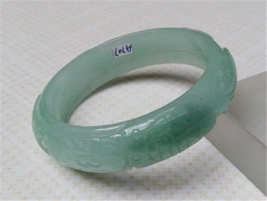 10% OFF on Sales- 56/57 mm-Certified Natural Green Ice Jadeite Emerald Jade Tablets Bracelet Bangle《Grade A》A707