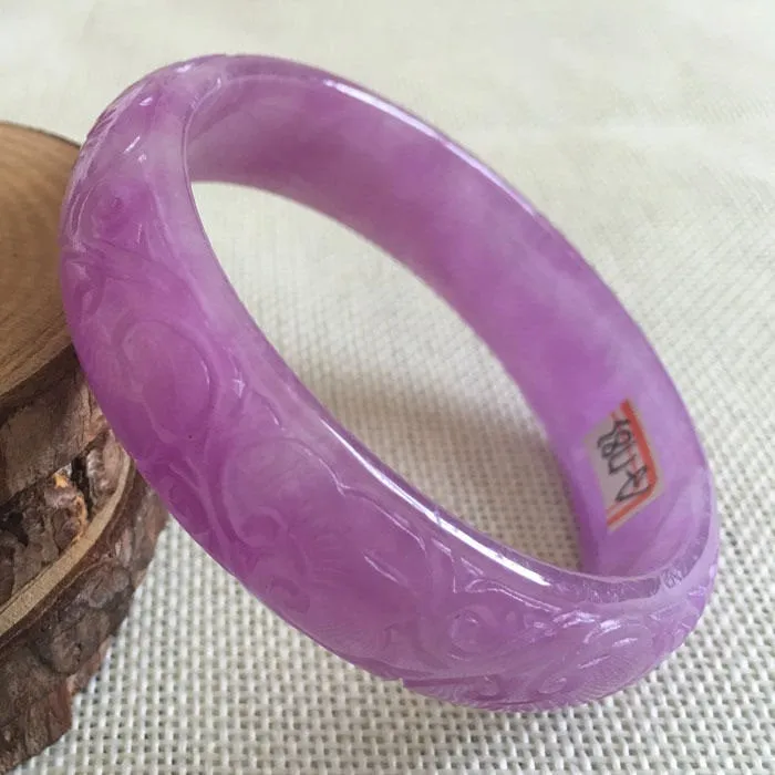 10% OFF on Sales- 57/58 mm-Certified Natural Purple Ice Jadeite Emerald Jade Tablets Bracelet Bangle《Grade A》A-1783