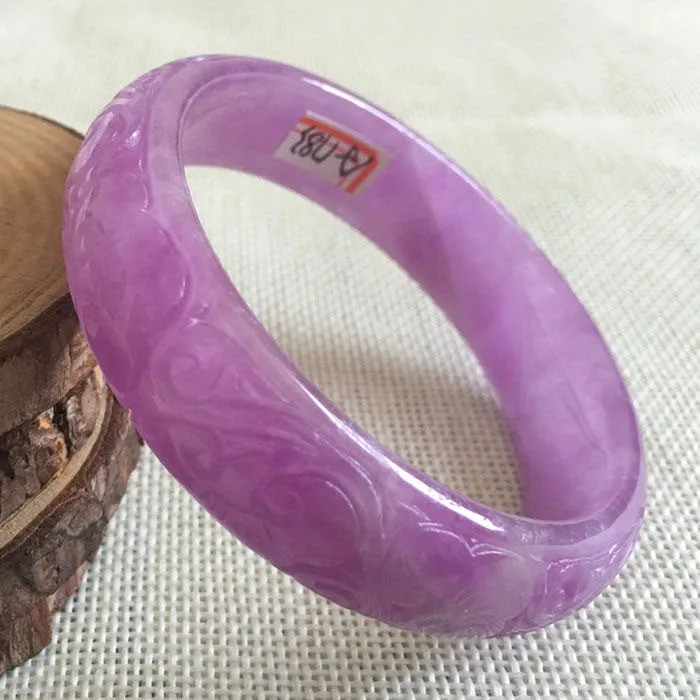 10% OFF on Sales- 57/58 mm-Certified Natural Purple Ice Jadeite Emerald Jade Tablets Bracelet Bangle《Grade A》A-1783
