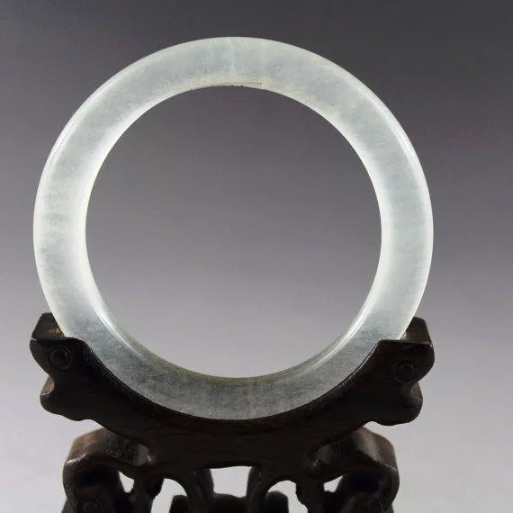 10% OFF on Sales- 60/61 mm-Certified Natural Ice Jadeite Emerald A Jade HandCarved Round Bracelet Bangle 4196