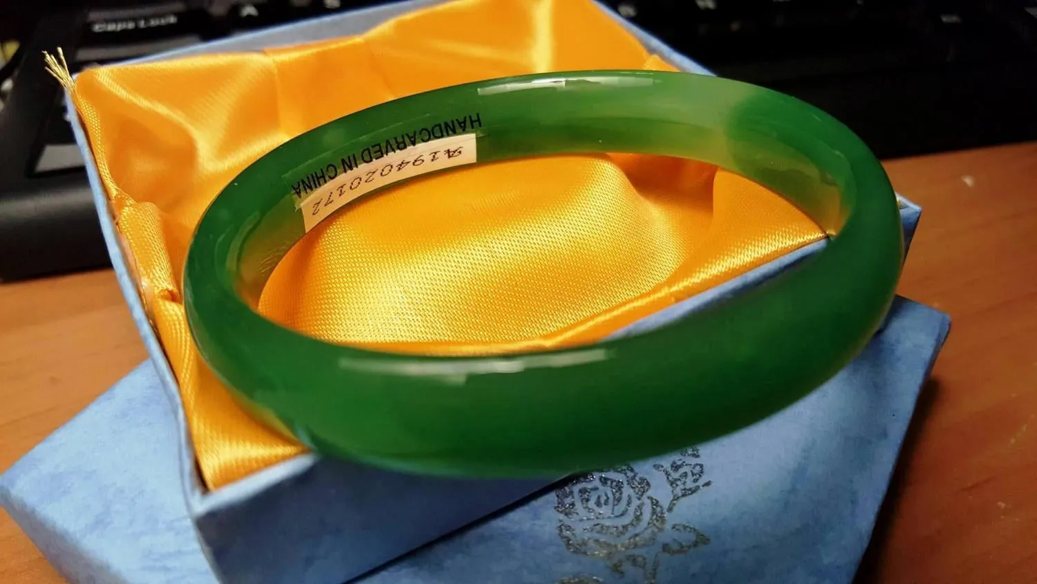 10% OFF on Sales- 61/62 mm-Certified Natural Green Striped Jadeite Emerald Jade Bracelet Bangle《Grade A》20172