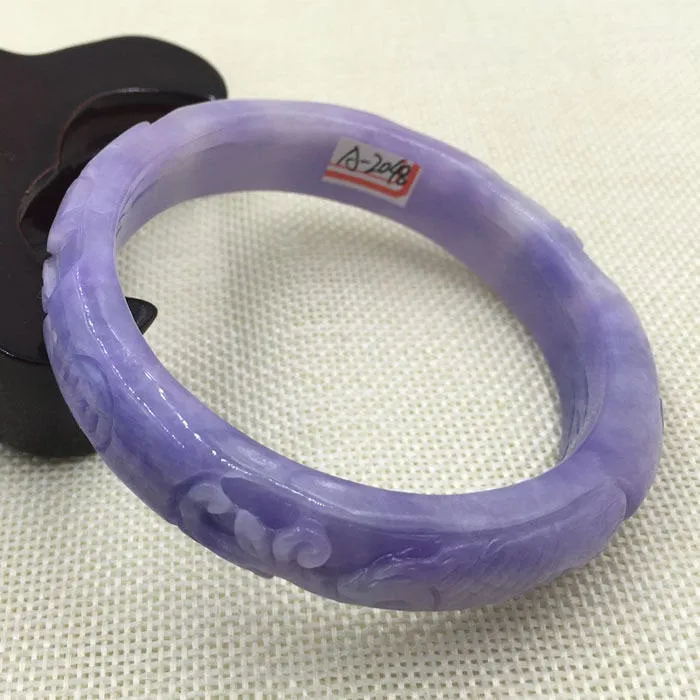 10% OFF on Sales- 62/63 mm-Certified Natural Purple Ice Jadeite Emerald Jade Tablets Bracelet Bangle《Grade A》A-2048