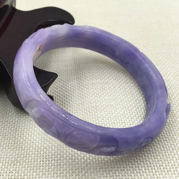 10% OFF on Sales- 62/63 mm-Certified Natural Purple Ice Jadeite Emerald Jade Tablets Bracelet Bangle《Grade A》A-2048
