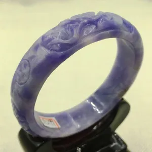 10% OFF on Sales- 62/63 mm-Certified Natural Purple Ice Jadeite Emerald Jade Tablets Bracelet Bangle《Grade A》A-2199