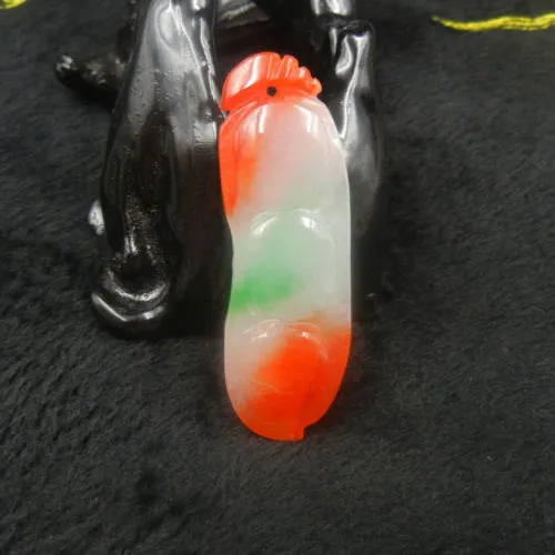 10% OFF on Sales - Certified Natural 3-Color Ice Jadeite Emerald Jade tablets Emerald Ping Beans Pendant 《Grade A》3316