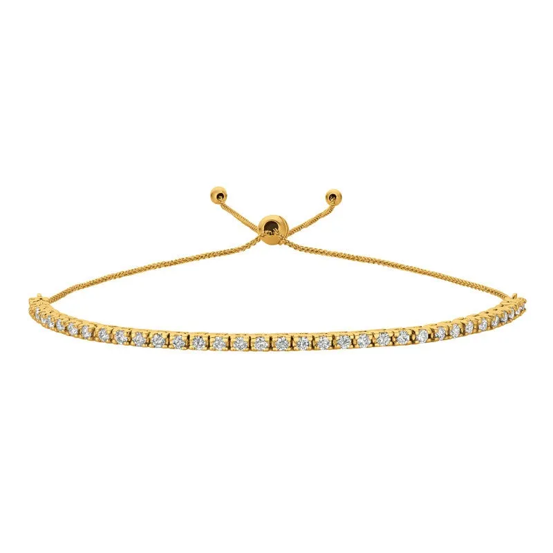 1.00 Carat Natural Diamond Bolo Bracelet G SI 14K White Gold 7'' adjustable