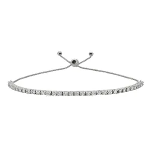 1.00 Carat Natural Diamond Bolo Bracelet G SI 14K White Gold 7'' adjustable
