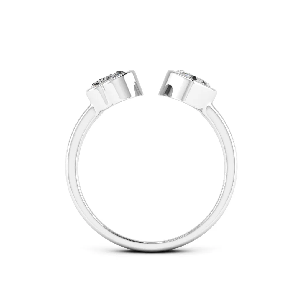 1.00 CTS DEW Moissanite Double Heart Ring