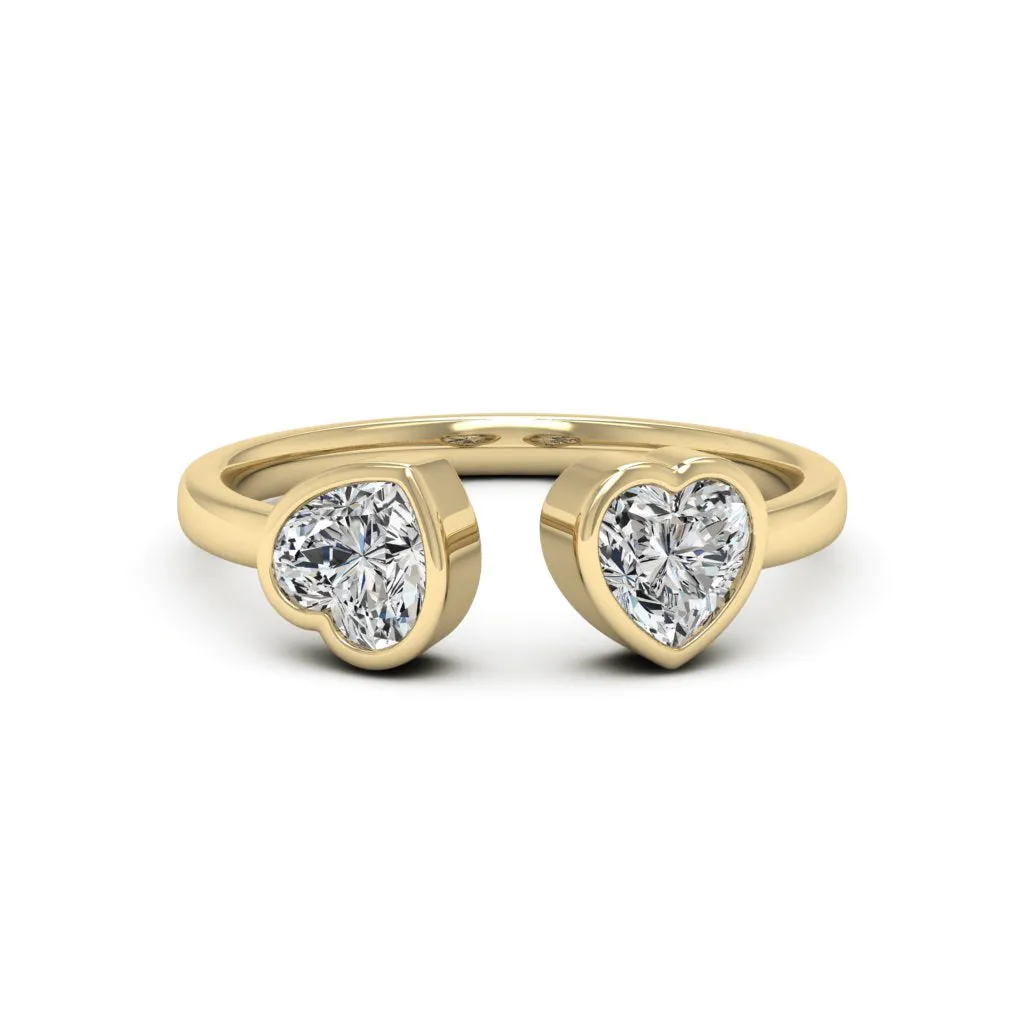 1.00 CTS DEW Moissanite Double Heart Ring