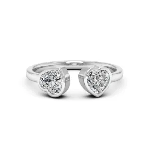 1.00 CTS DEW Moissanite Double Heart Ring