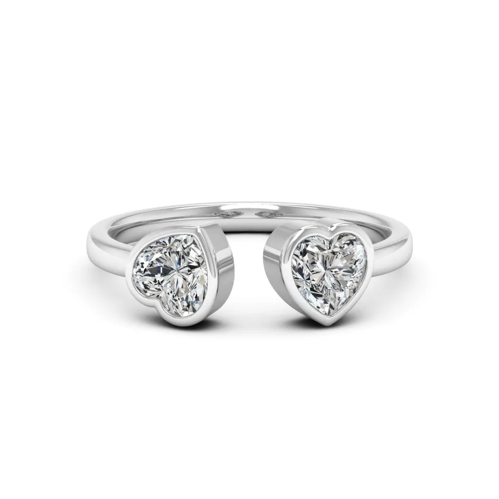 1.00 CTS DEW Moissanite Double Heart Ring