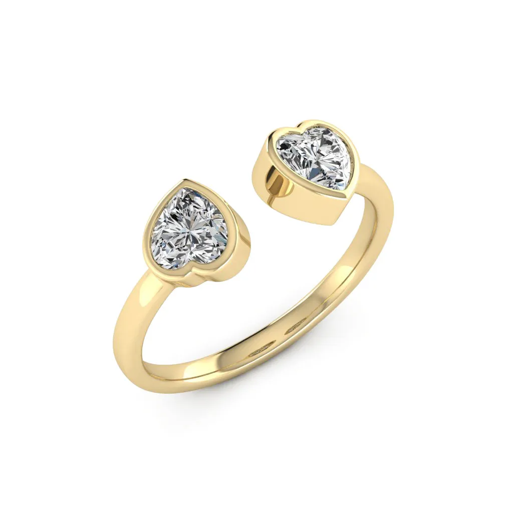 1.00 CTS DEW Moissanite Double Heart Ring