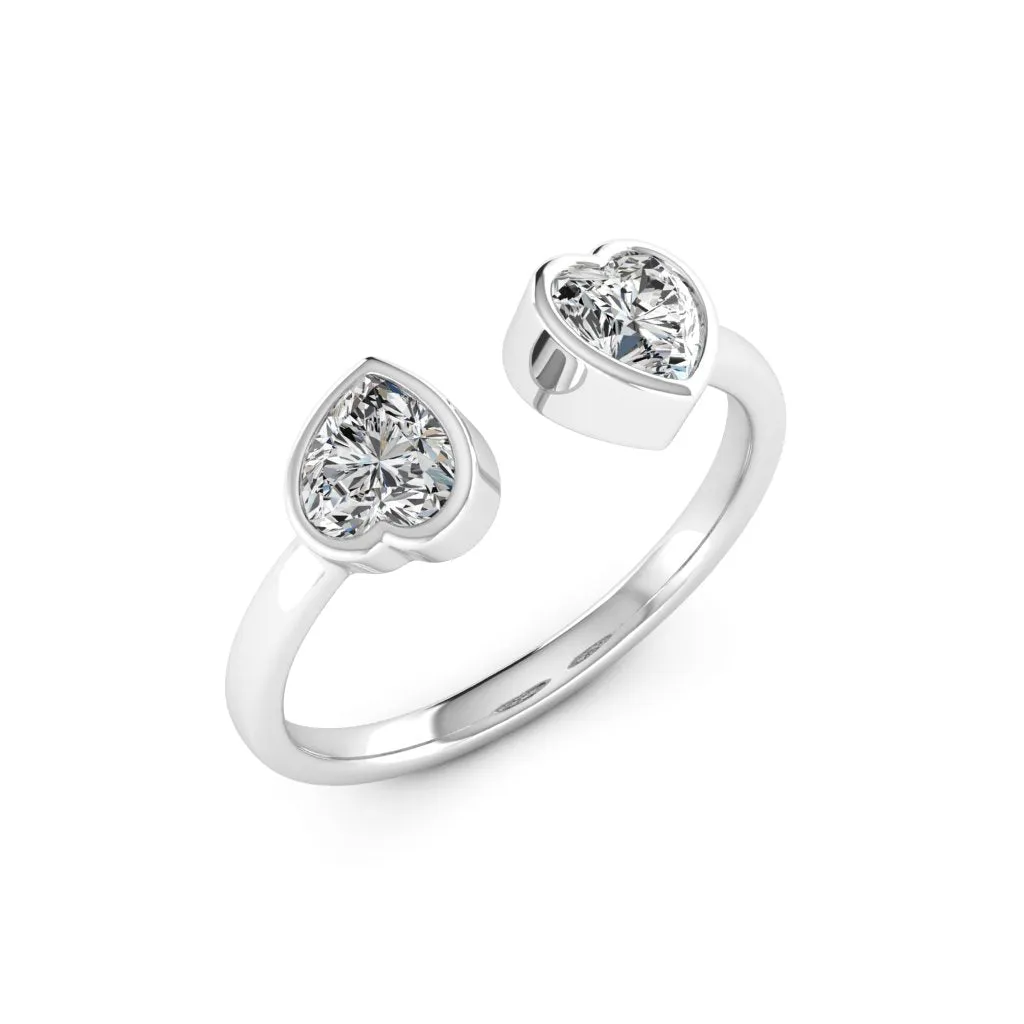 1.00 CTS DEW Moissanite Double Heart Ring