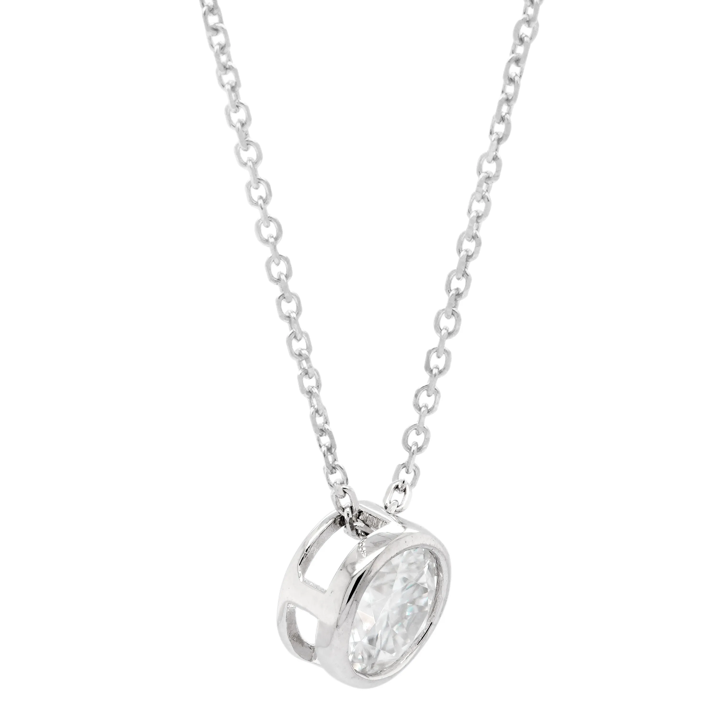 1.00 CTS DEW Moissanite Round Pendant Necklace