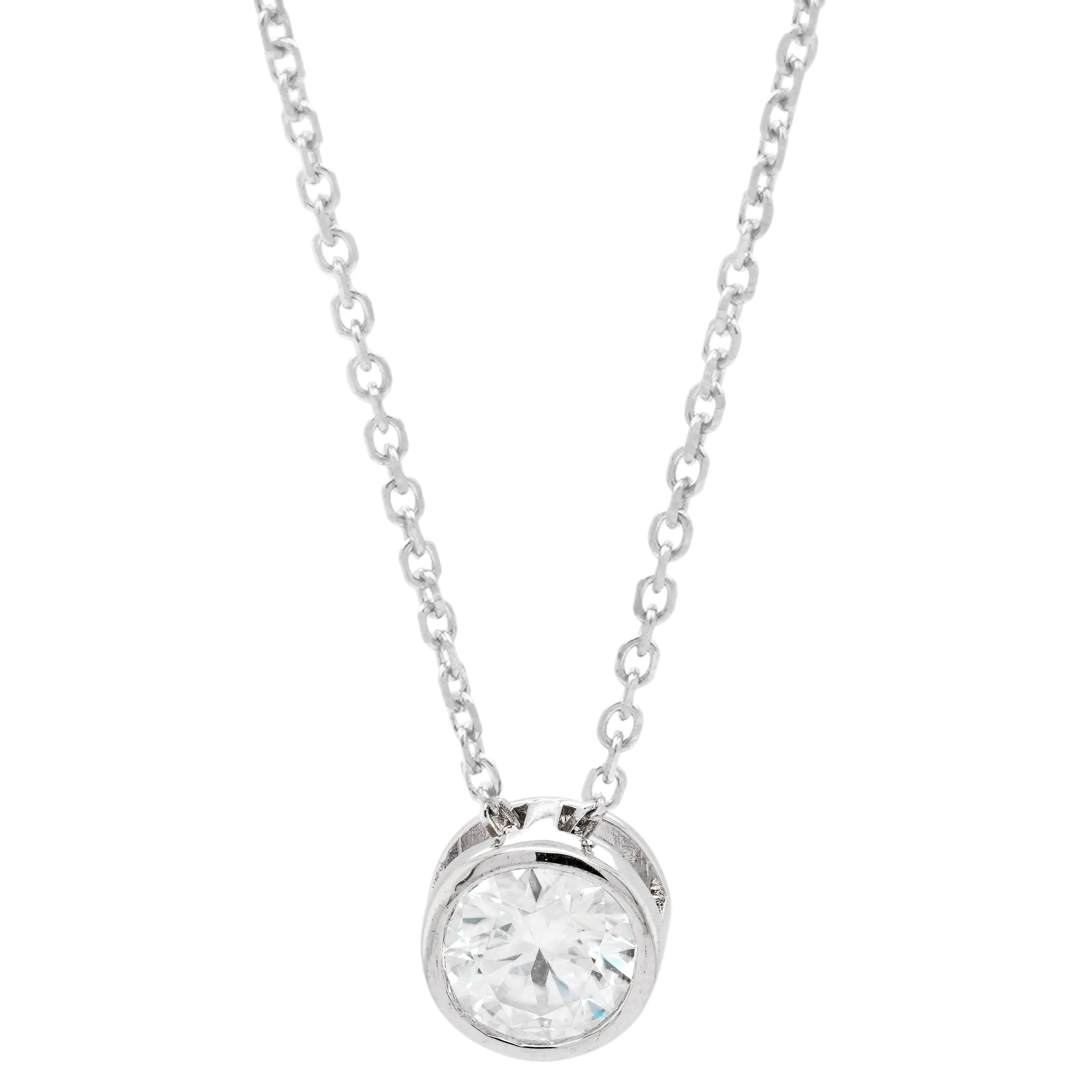 1.00 CTS DEW Moissanite Round Pendant Necklace
