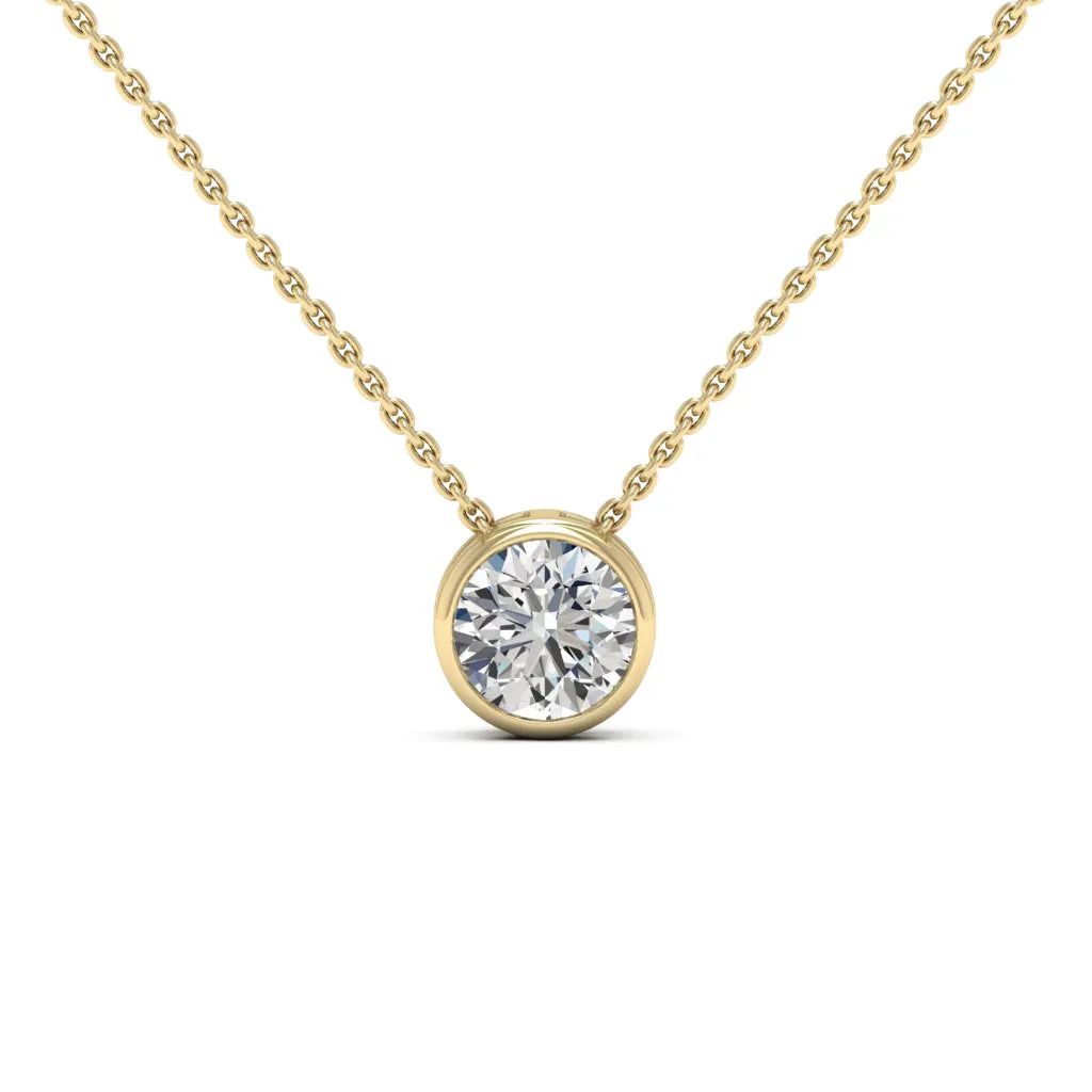 1.00 CTS DEW Moissanite Round Pendant Necklace