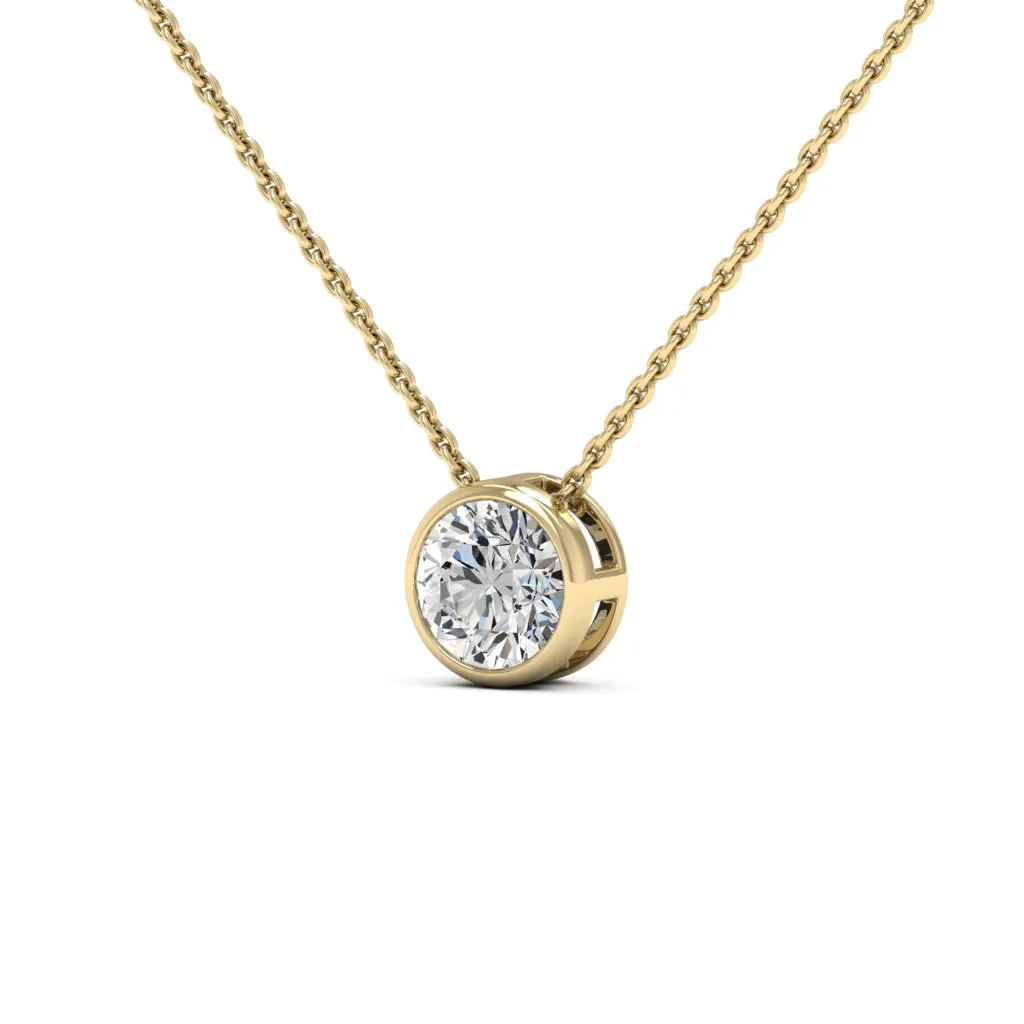 1.00 CTS DEW Moissanite Round Pendant Necklace
