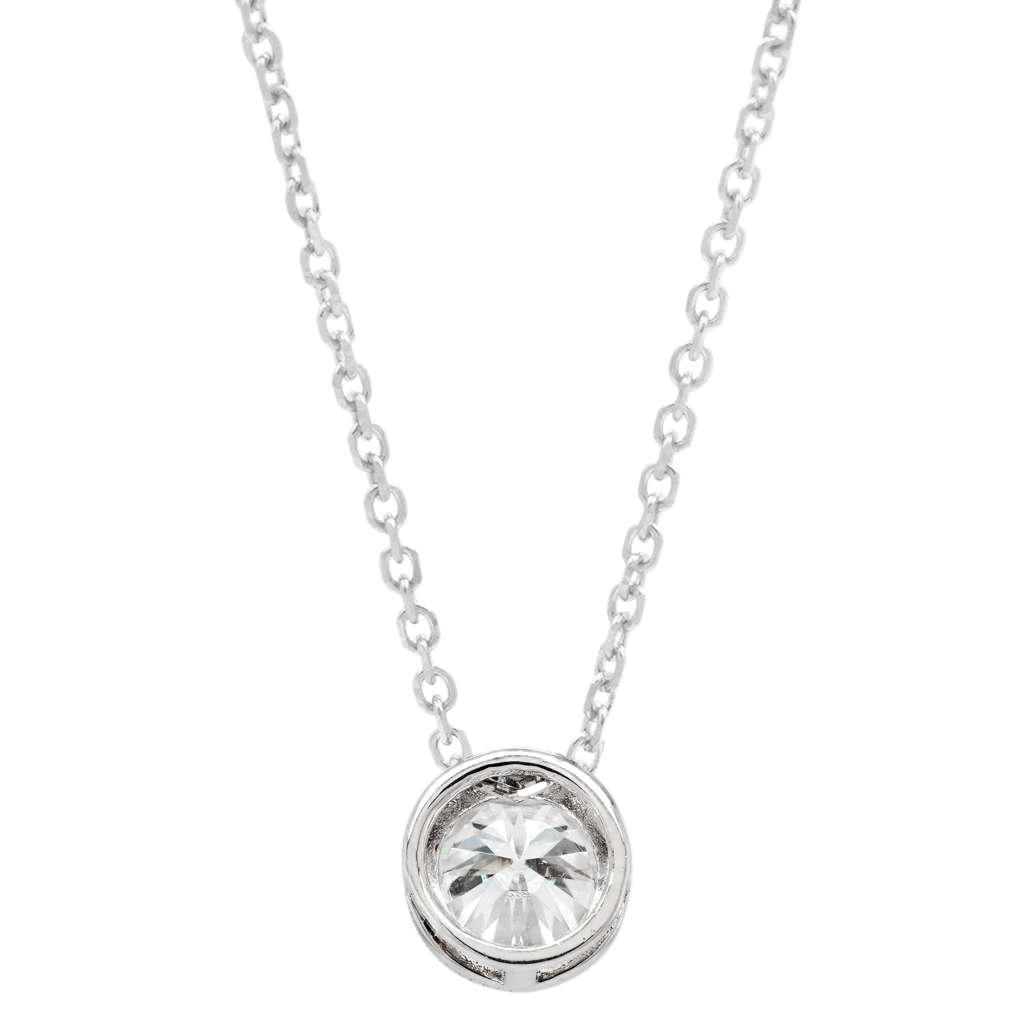 1.00 CTS DEW Moissanite Round Pendant Necklace