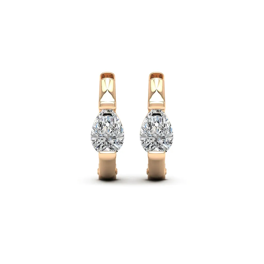 1.00 d.e.w cts 6x4 mm Pear Shape Moissanite Hoop Earrings