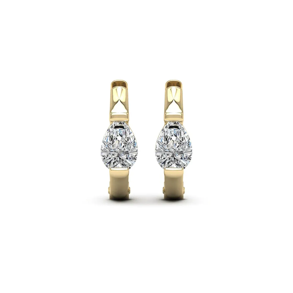 1.00 d.e.w cts 6x4 mm Pear Shape Moissanite Hoop Earrings