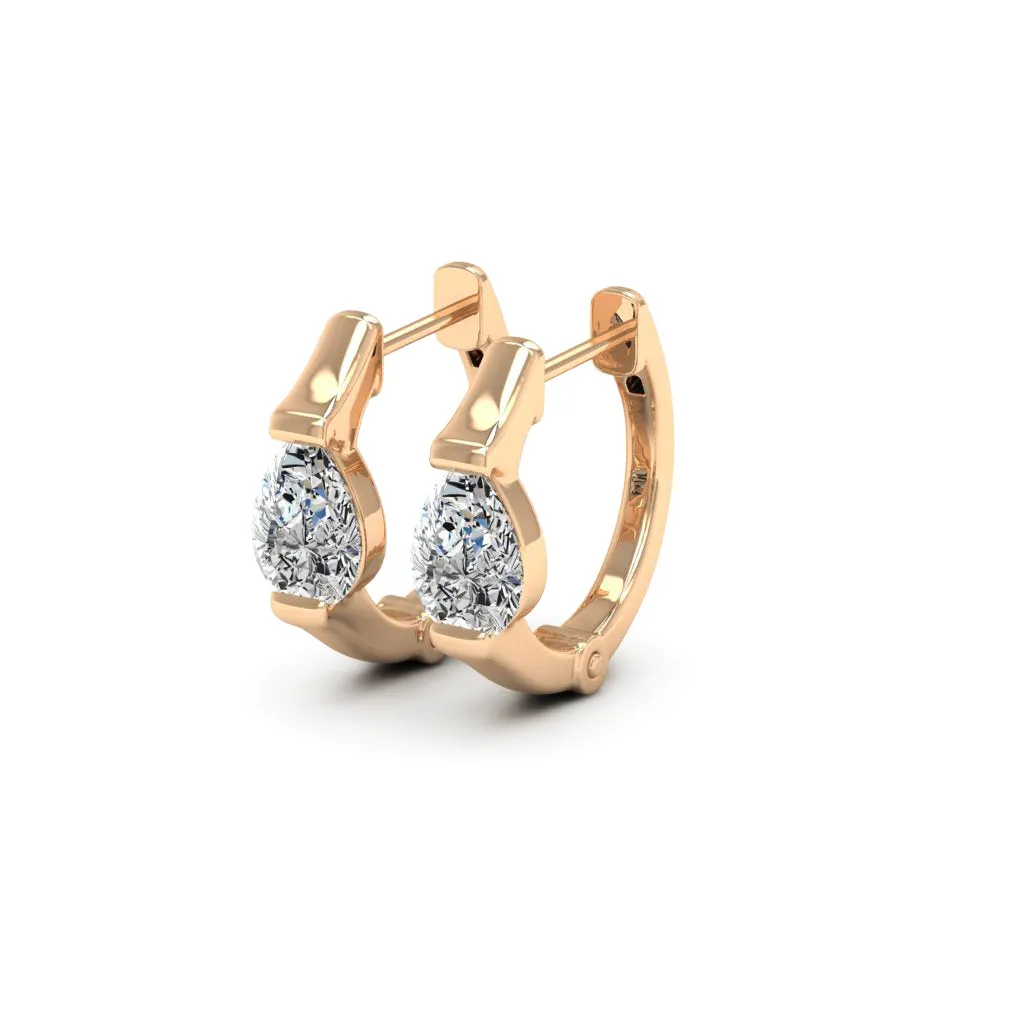 1.00 d.e.w cts 6x4 mm Pear Shape Moissanite Hoop Earrings