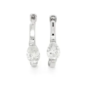 1.00 d.e.w cts 6x4 mm Pear Shape Moissanite Hoop Earrings