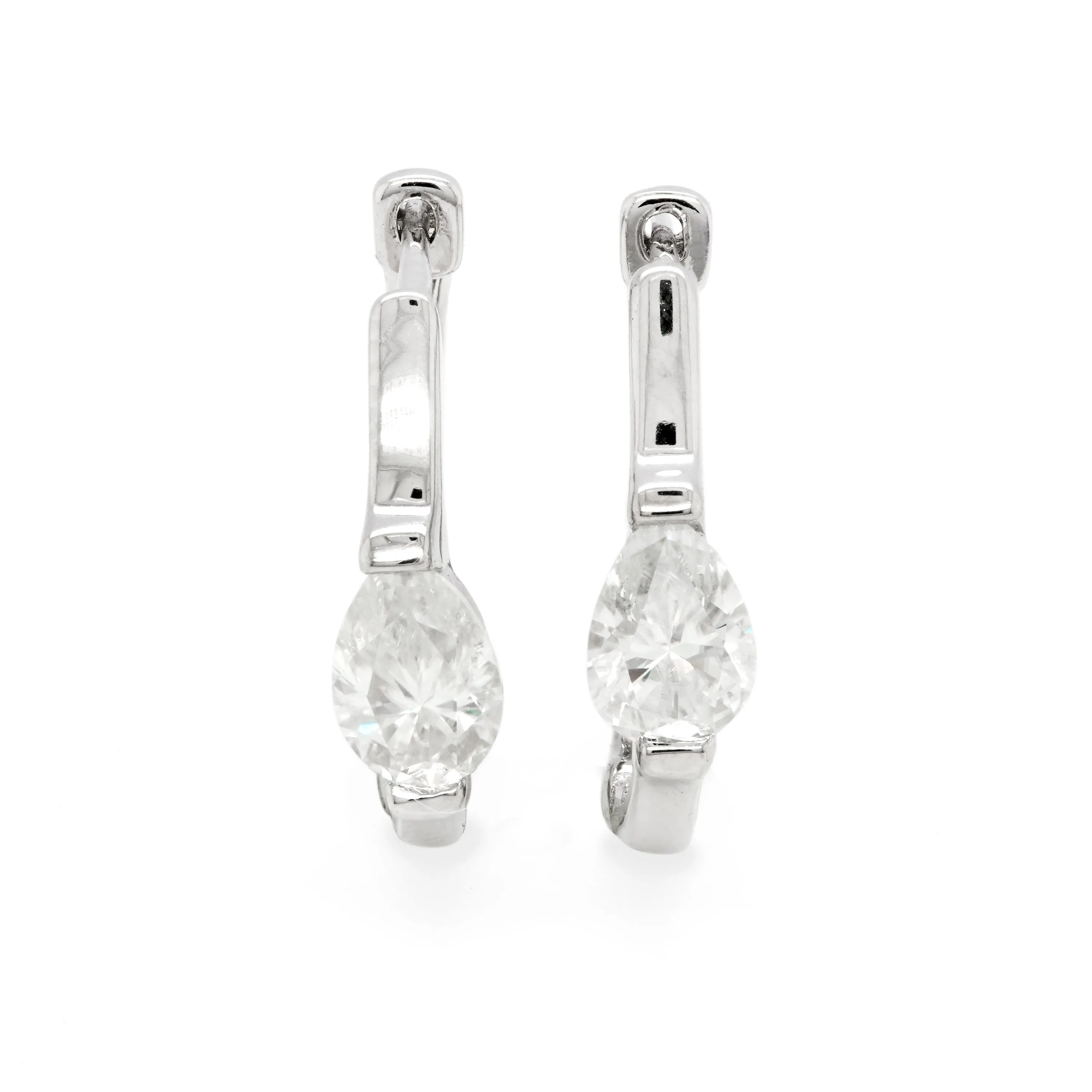 1.00 d.e.w cts 6x4 mm Pear Shape Moissanite Hoop Earrings