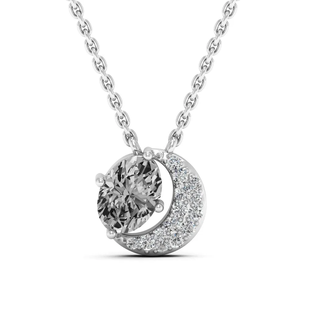 1.01 d.e.w cts Luna Moissanite Necklace
