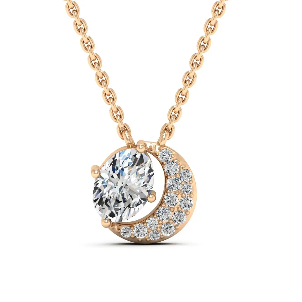 1.01 d.e.w cts Luna Moissanite Necklace