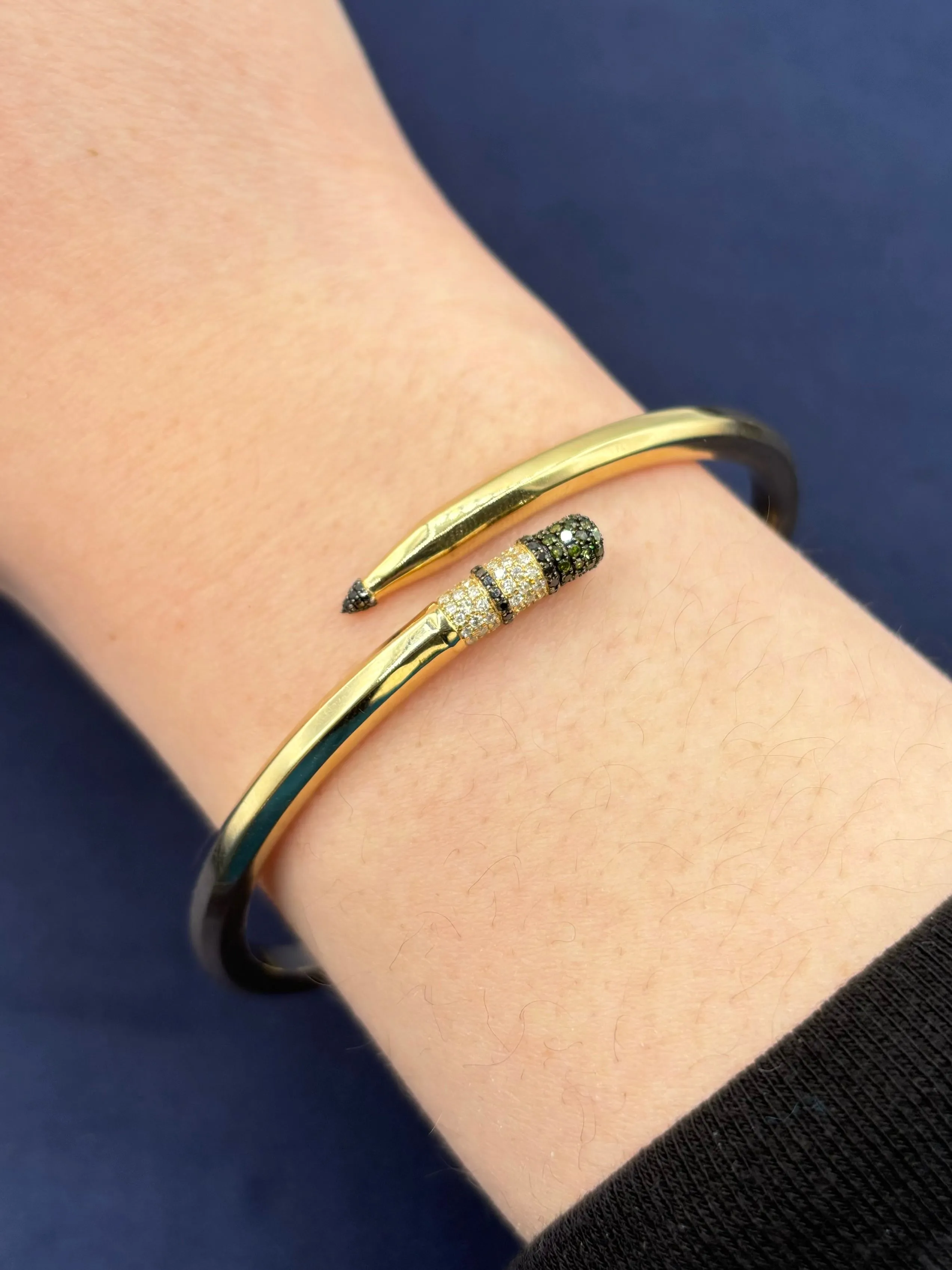 10K Custom Pencil Bangle Bracelet