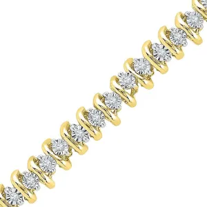 10K Elegant Yellow Gold Diamond Tennis Bracelet