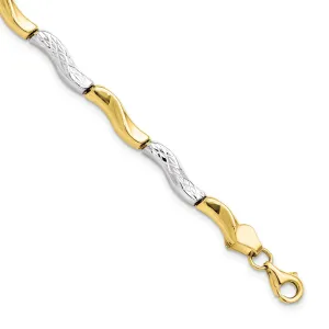 10k Two Tone Gold Diamond Cut Bracelet