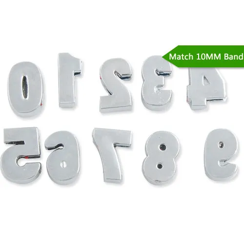 10MM Number "4" Slider Charms,Crystal Rhinestones Number Beads,Silver Plated,Match 10mm Band or Slider Bracelet;sold 50pcs per pkg