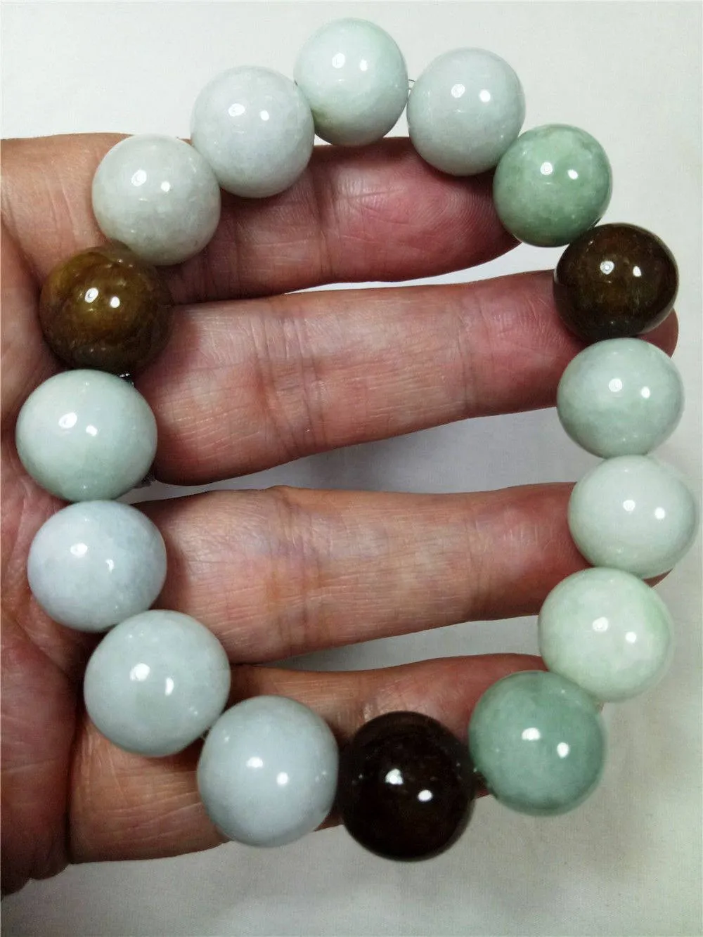 10%OFF- 55-60 mm Certified Natural Jadeite Emerald A Jade Stretchy-Bracelet《Grade A》W0108