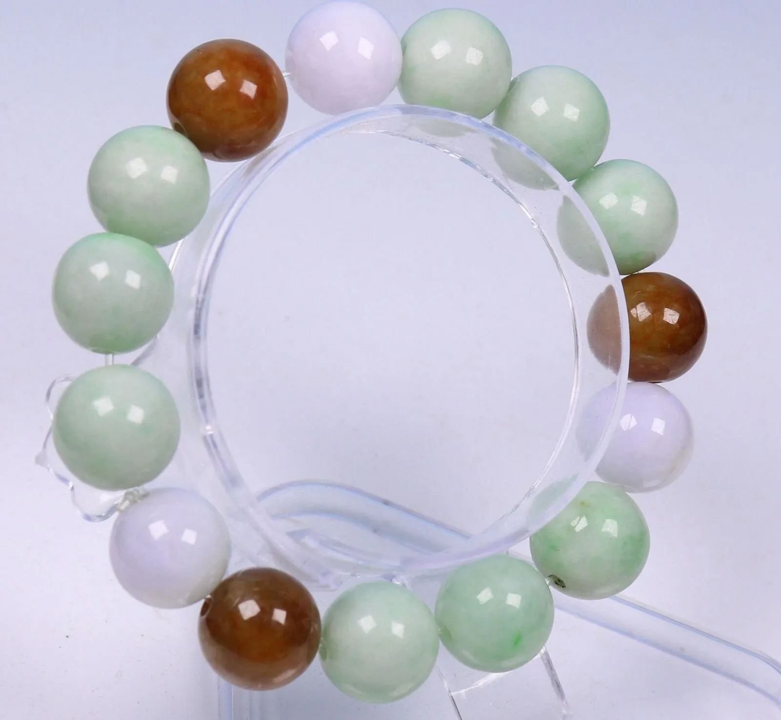 10%OFF- 55-62mm Certified Natural Jadeite Emerald Jade Stretchy-Bracelet《Grade A》N0071
