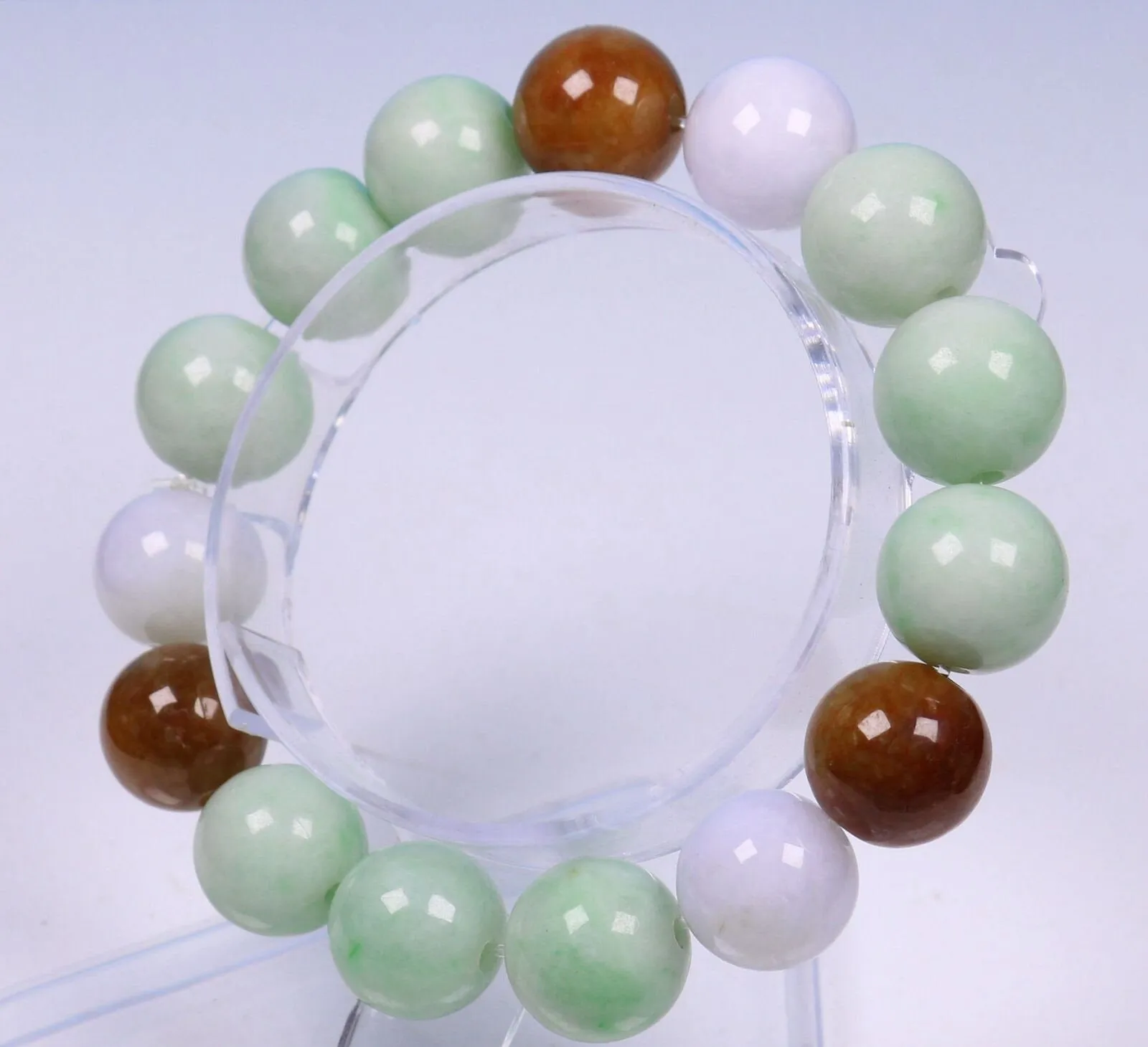 10%OFF- 55-62mm Certified Natural Jadeite Emerald Jade Stretchy-Bracelet《Grade A》N0071