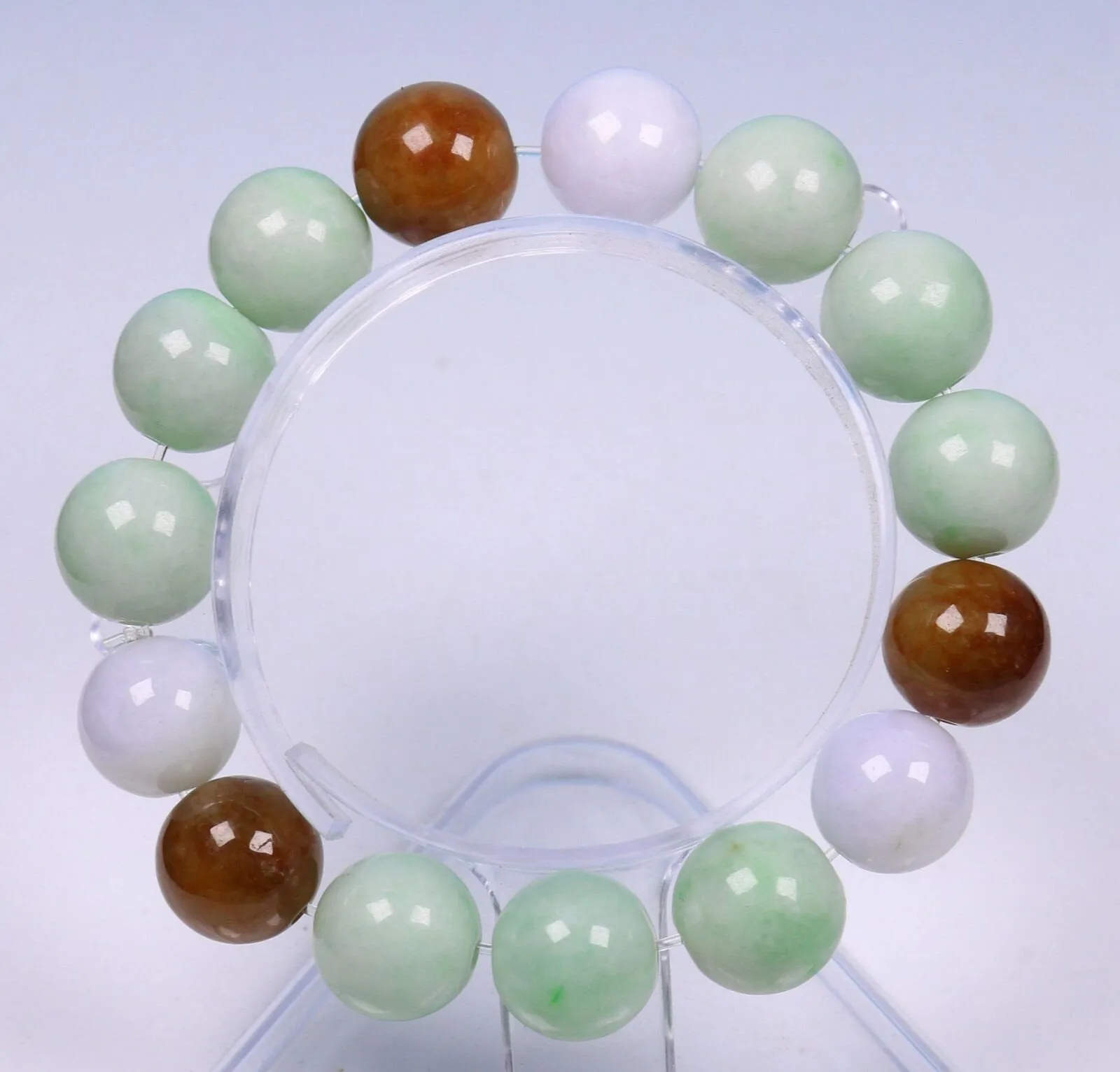 10%OFF- 55-62mm Certified Natural Jadeite Emerald Jade Stretchy-Bracelet《Grade A》N0071