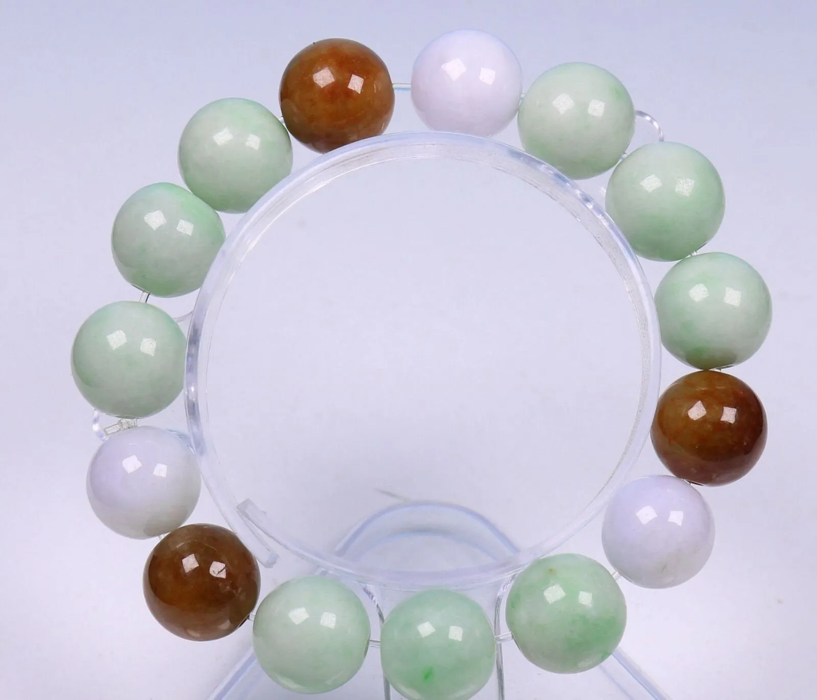 10%OFF- 55-62mm Certified Natural Jadeite Emerald Jade Stretchy-Bracelet《Grade A》N0071