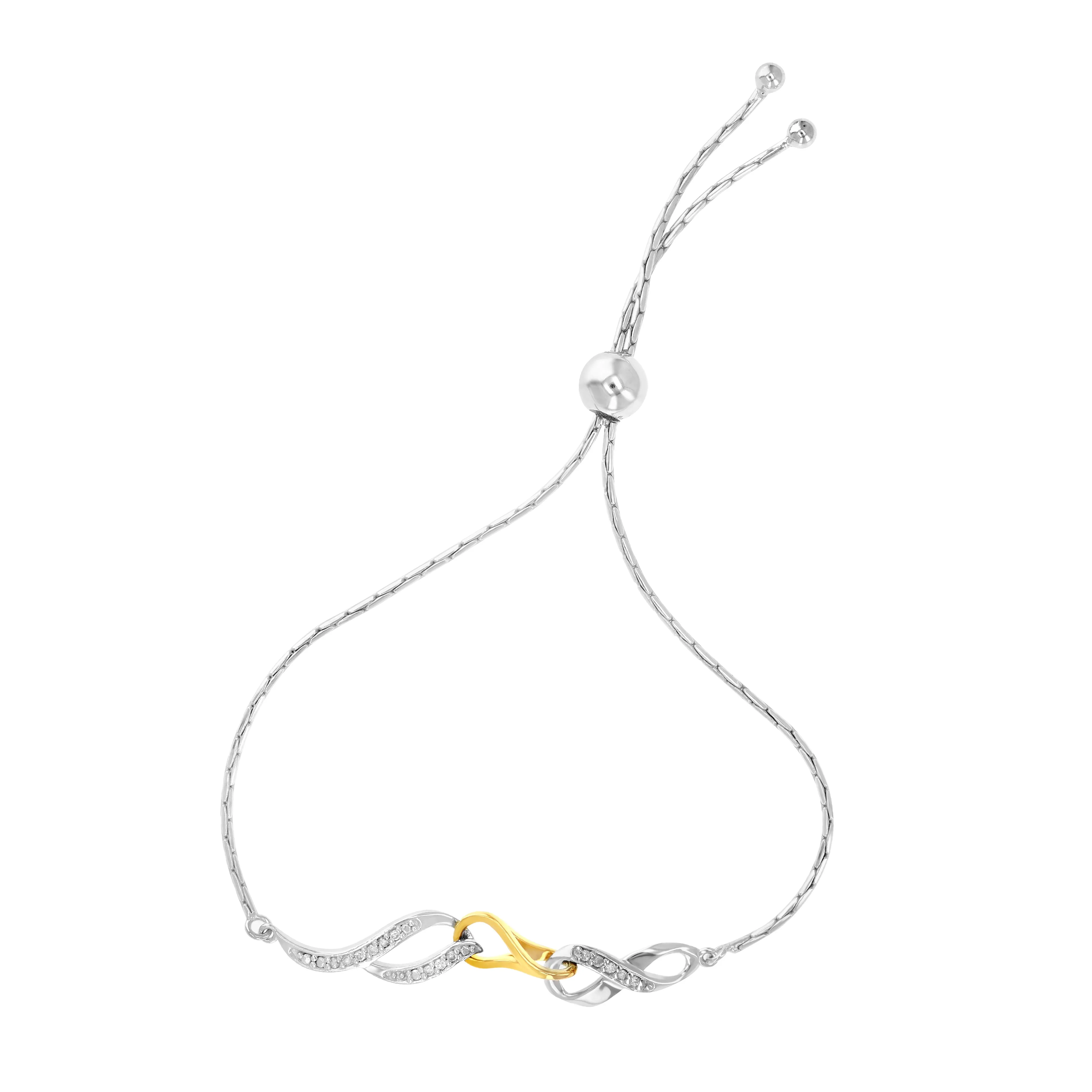 1/20 cttw Diamond Bolo Bracelet in .925 Sterling Silver
