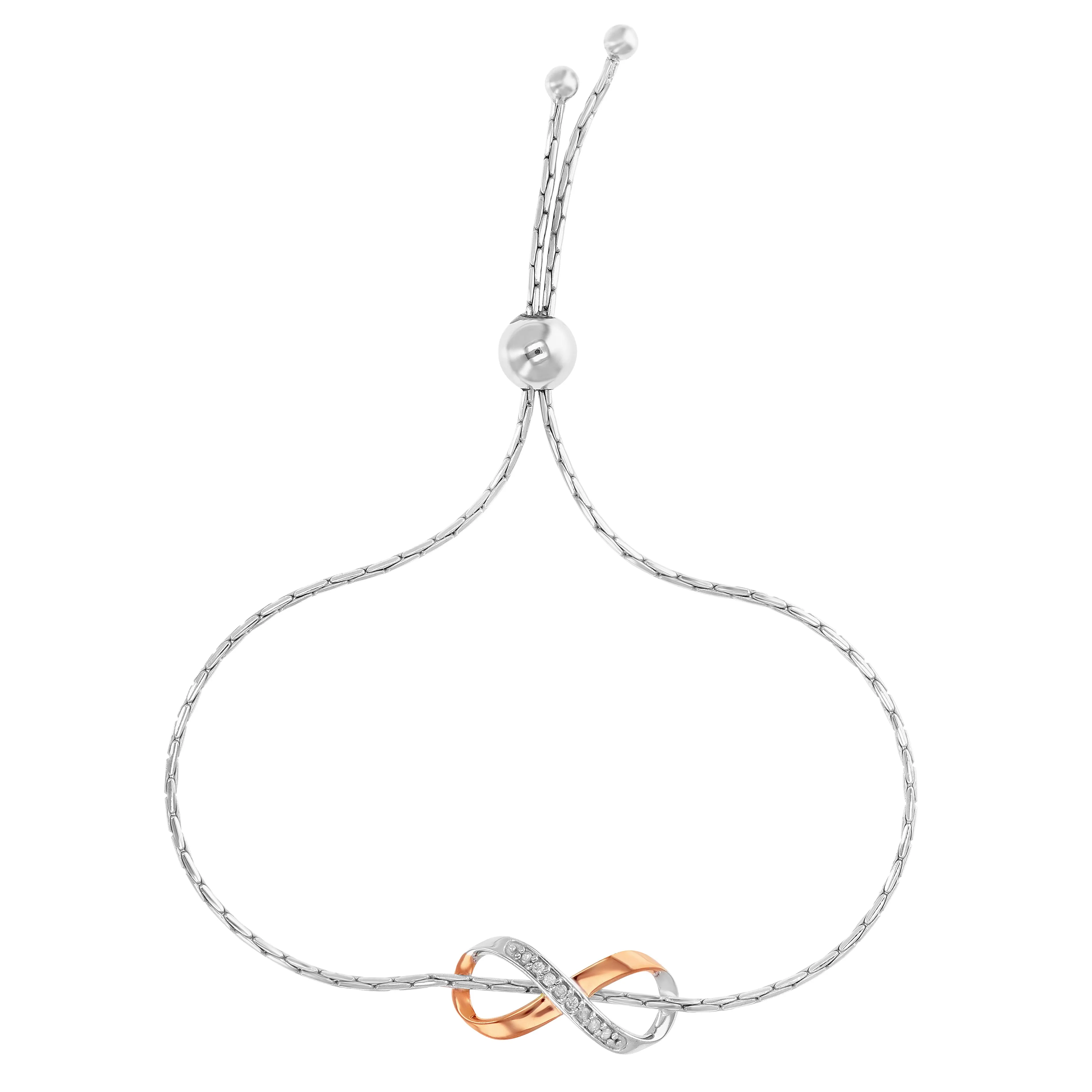 1/20 cttw Diamond Bolo Bracelet in .925 Sterling Silver