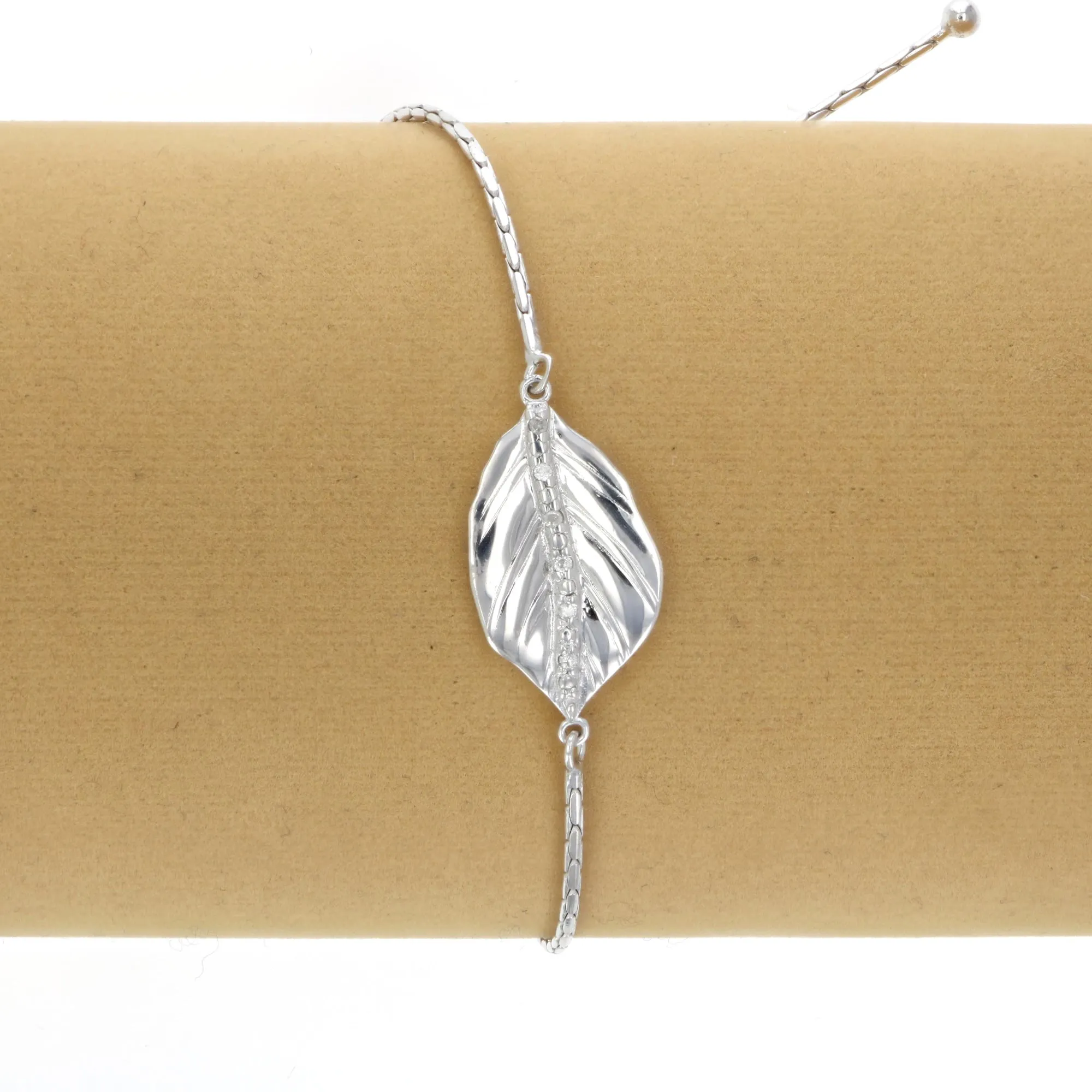 1/20 cttw Diamond Bolo Bracelet in .925 Sterling Silver