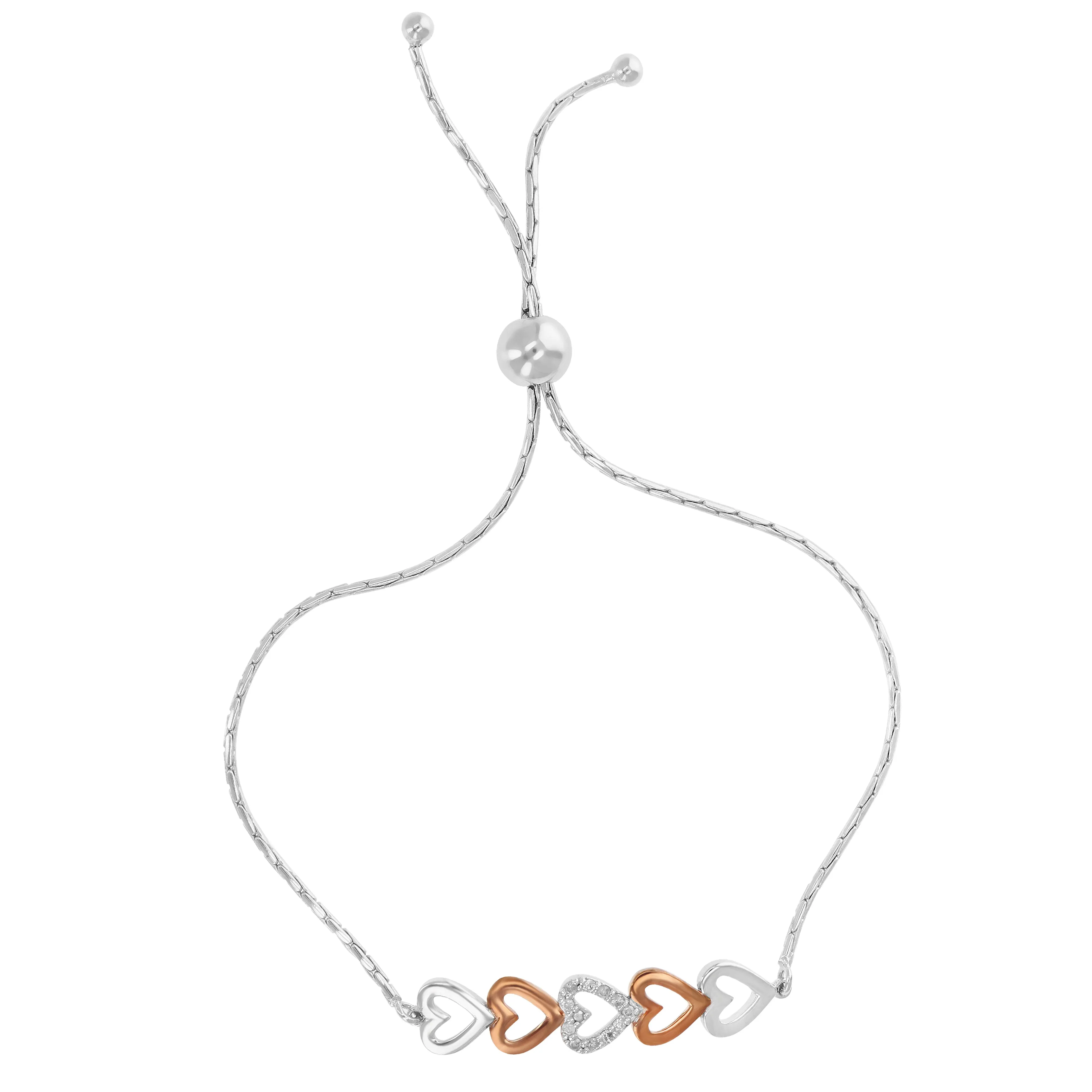 1/20 cttw Diamond Bolo Bracelet in .925 Sterling Silver