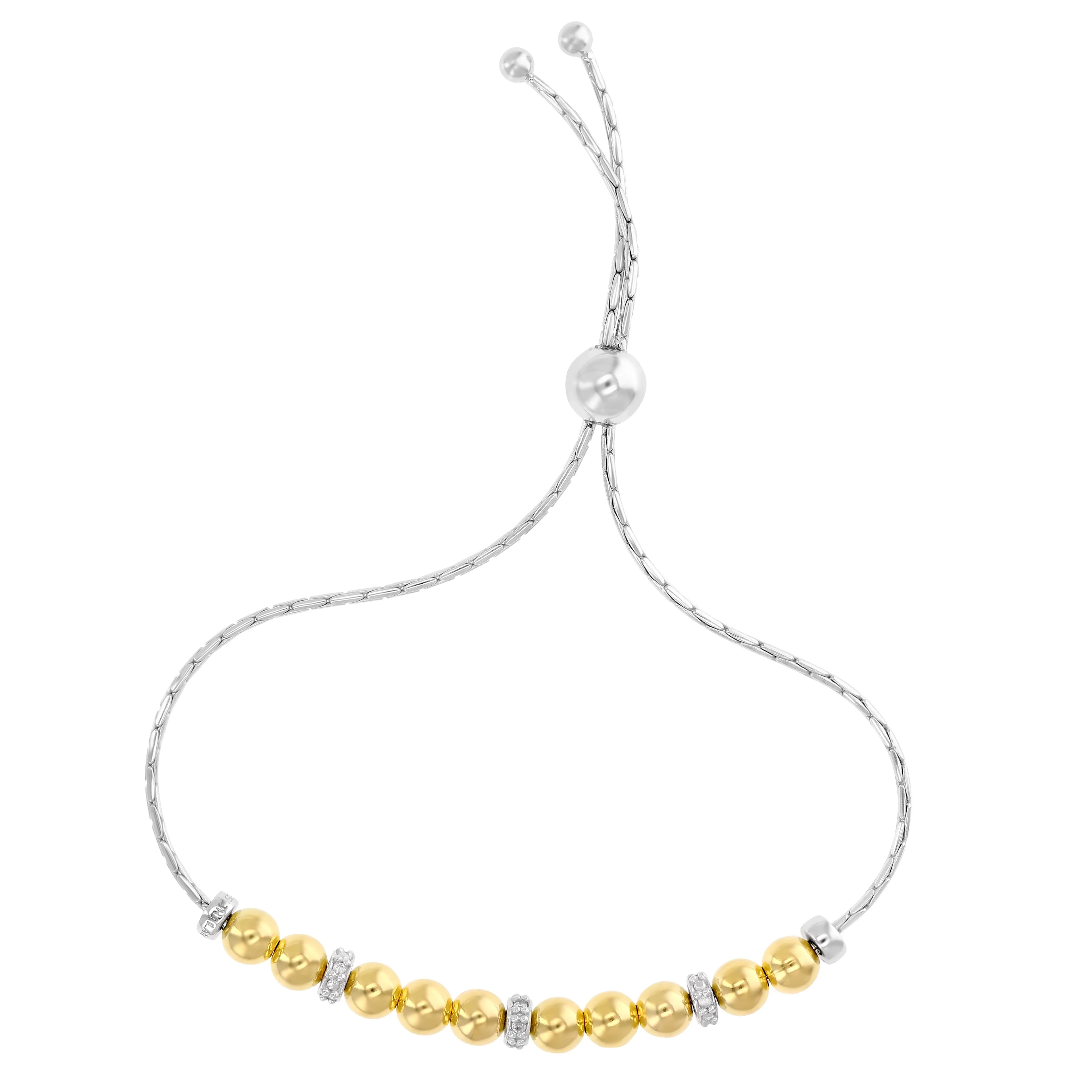 1/20 cttw Diamond Bolo Bracelet in .925 Sterling Silver